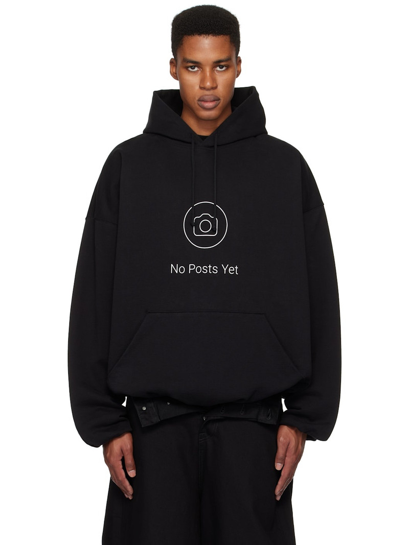 Black 'No Posts' Cropped Boxy Hoodie 1