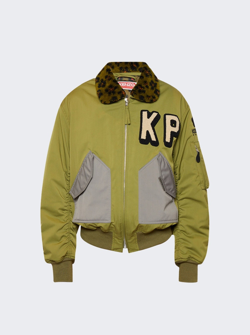 Flight Fur Bomber Jacket Khaki 7