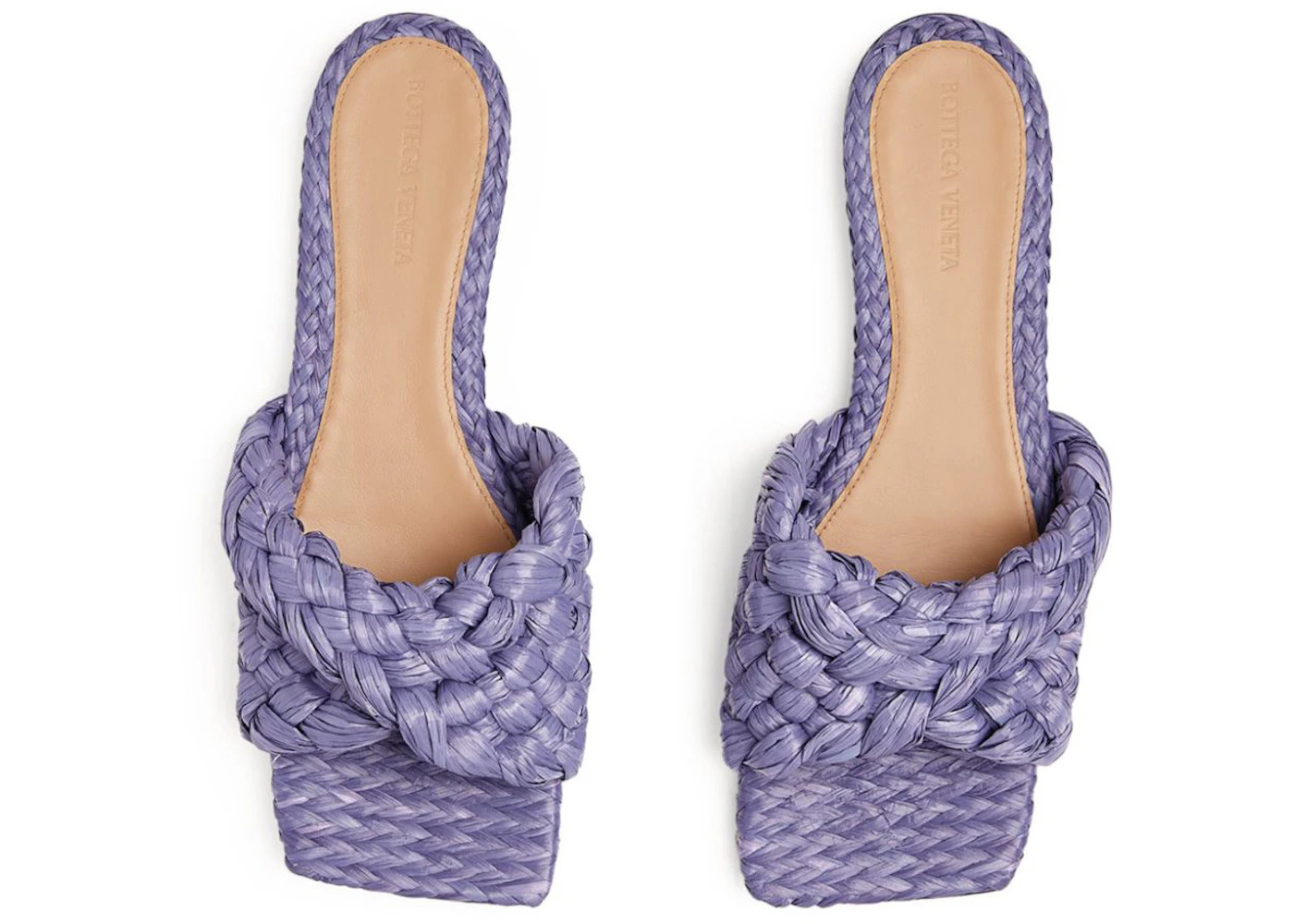 Bottega Veneta Raffia Stretch Flat Sandals Lavender (Women's) - 2