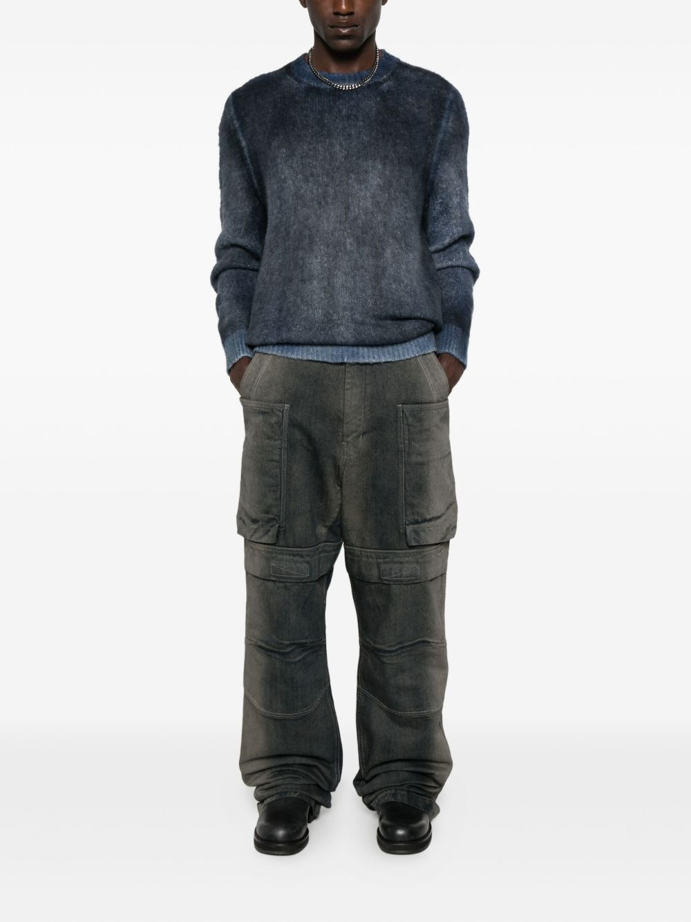 brushed crew-neck sweater - 2