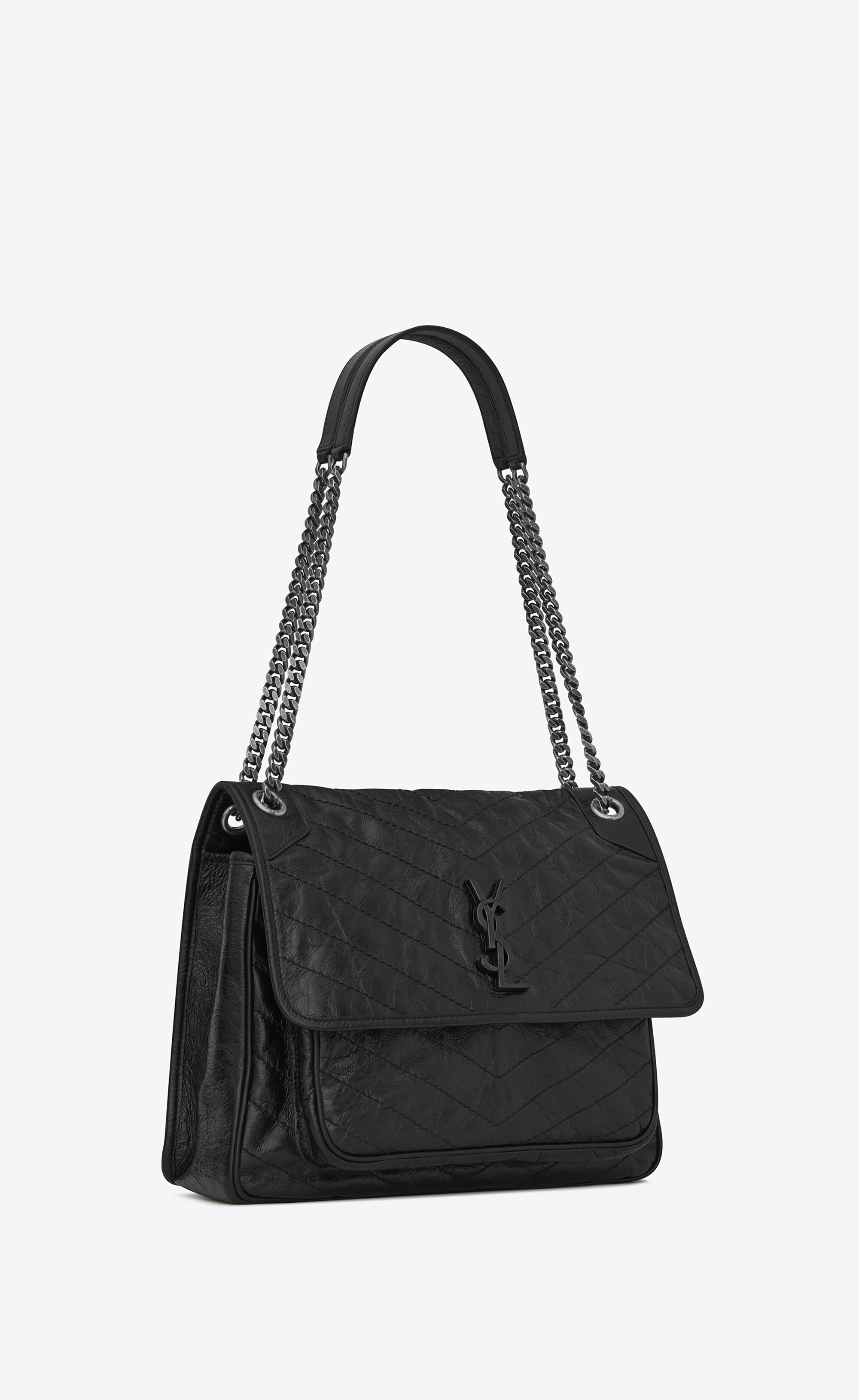 SAINT LAURENT Medium Niki YSL Monogram Shearling Chain Bag