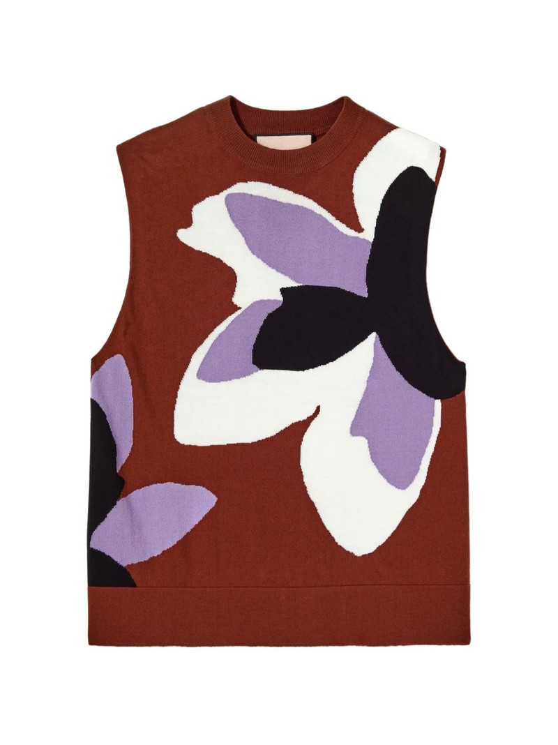 Plan C flower intarsia-knit vest 1