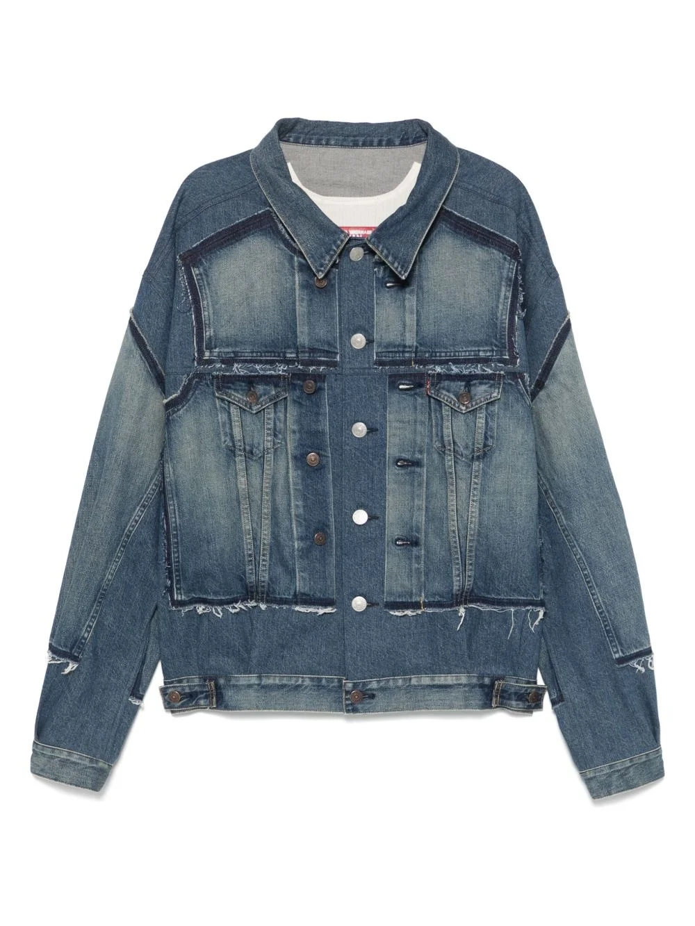 panelled denim jacket - 1