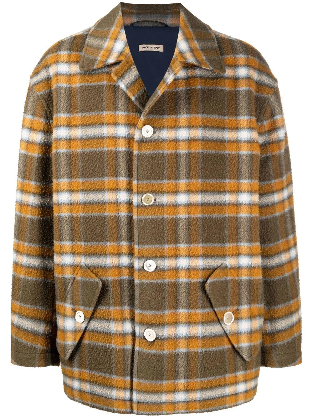 checked single breasted coat - 1