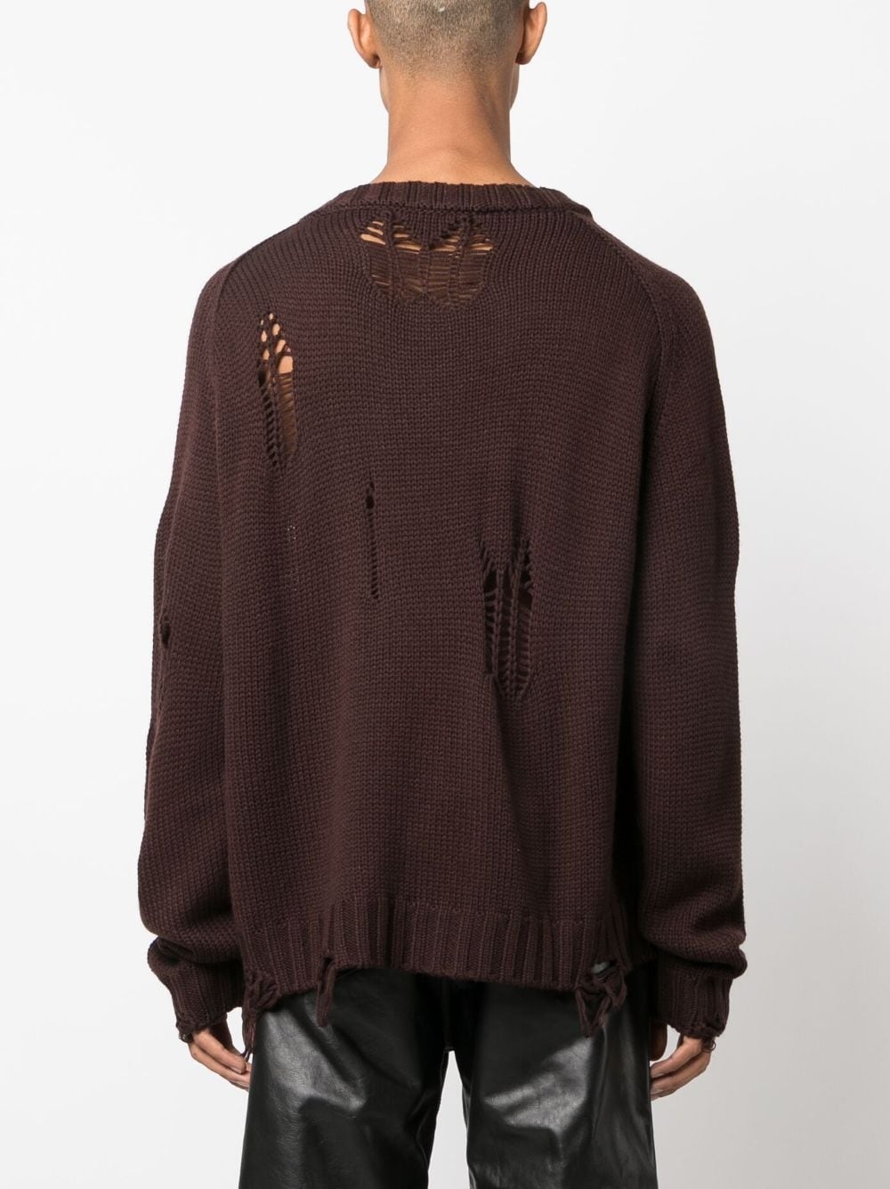 distressed-effect wool-blend jumper - 4