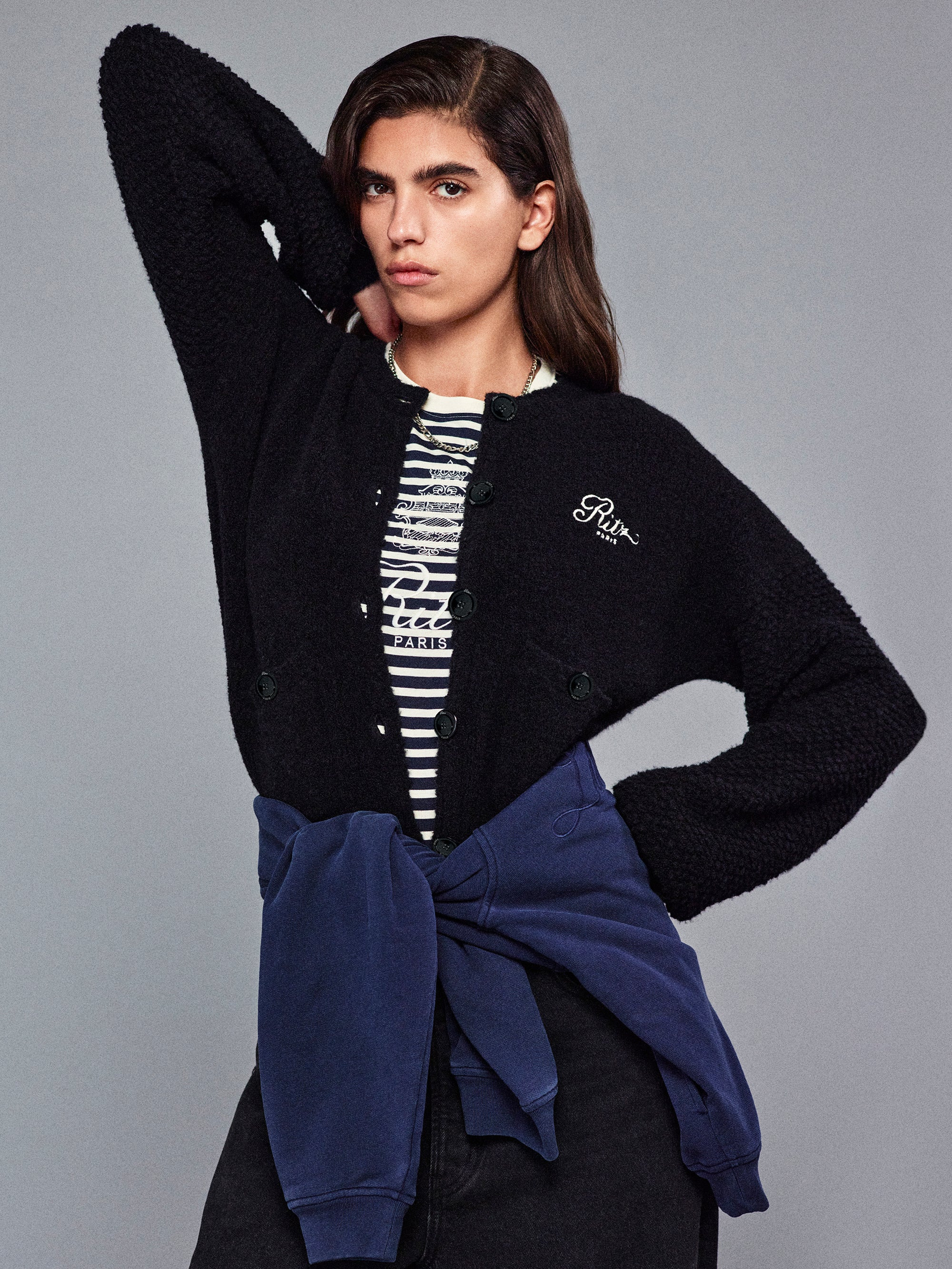 Ritz Mixed Stitch Sweater in Black - 2