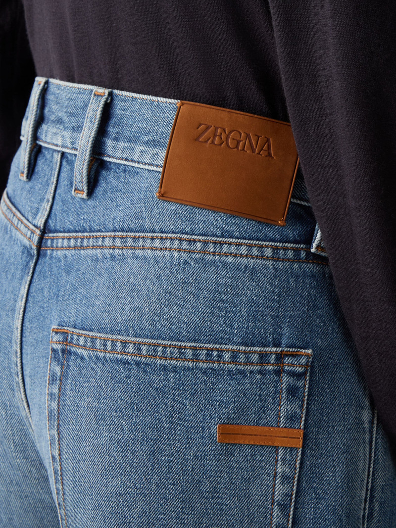 ZEGNA LIGHT BLUE BLEACHED COTTON ROCCIA JEANS outlook