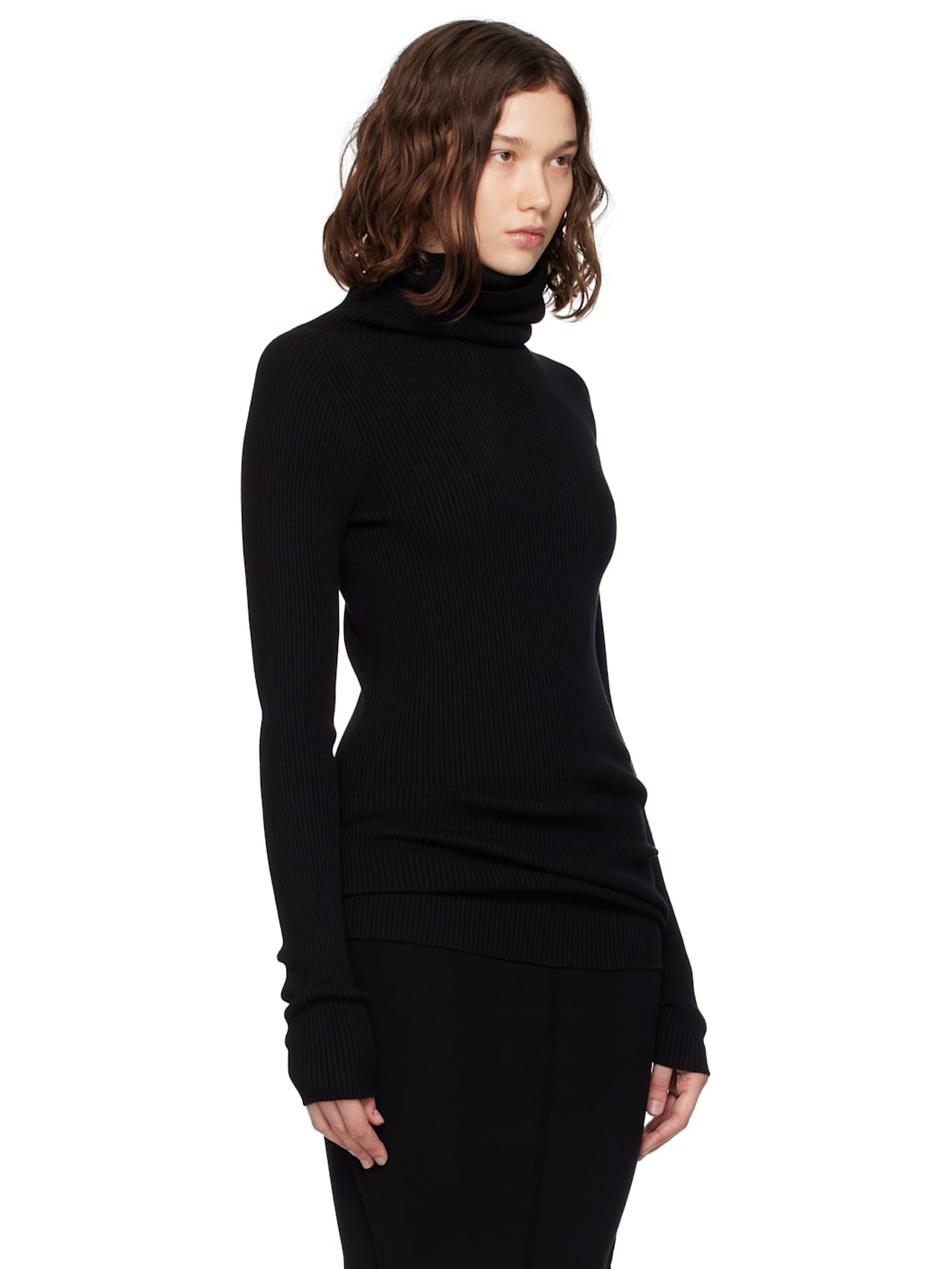 Black Concordians Ribbed Knit Tube Turtleneck - 2
