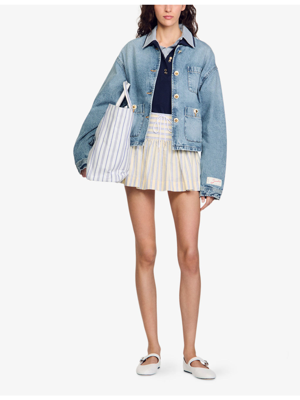 Round-Neck Patch-Pocket Denim Jacket - 2