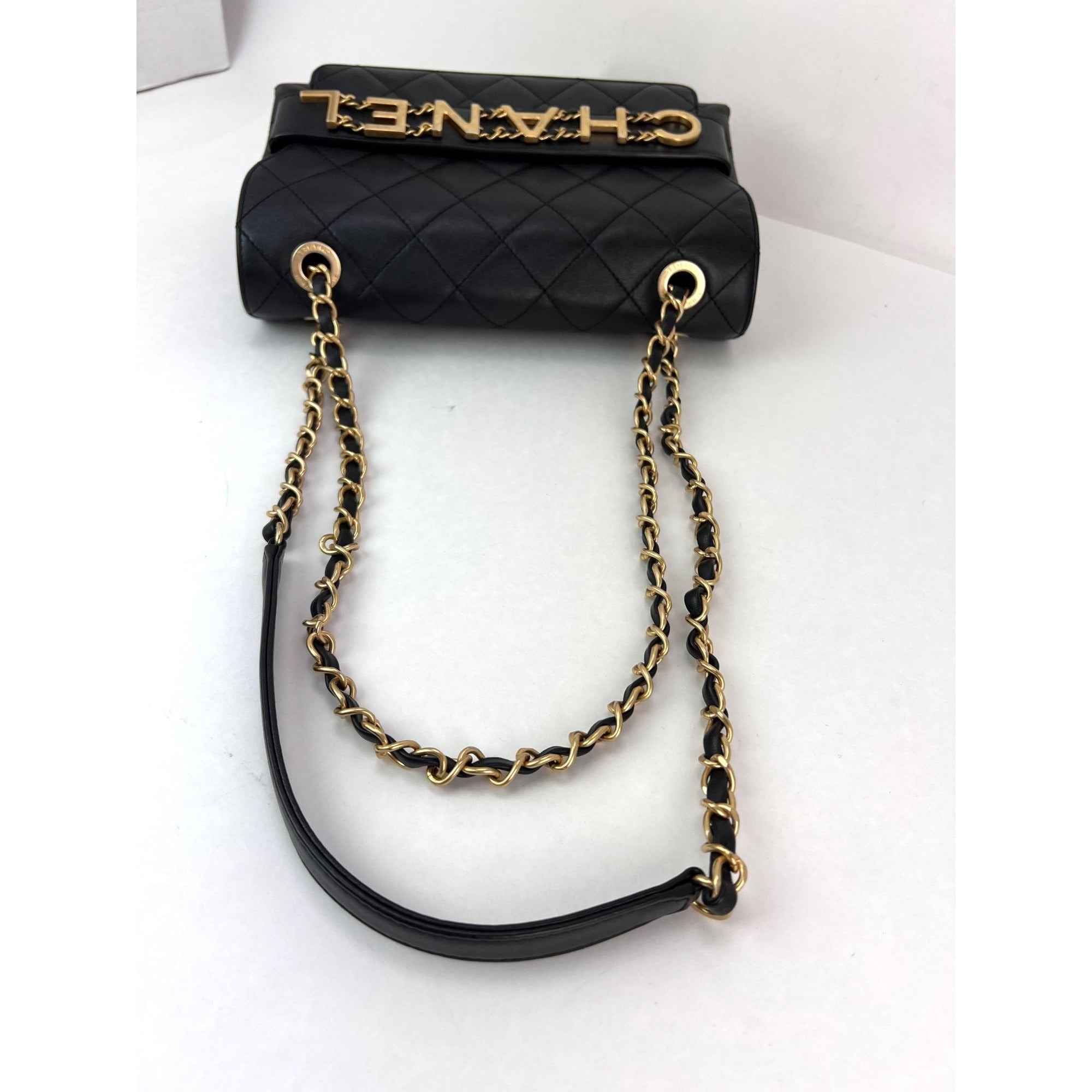 Chanel Calfskin Quilted Enchained Black Flap Shoulder Bag - 10