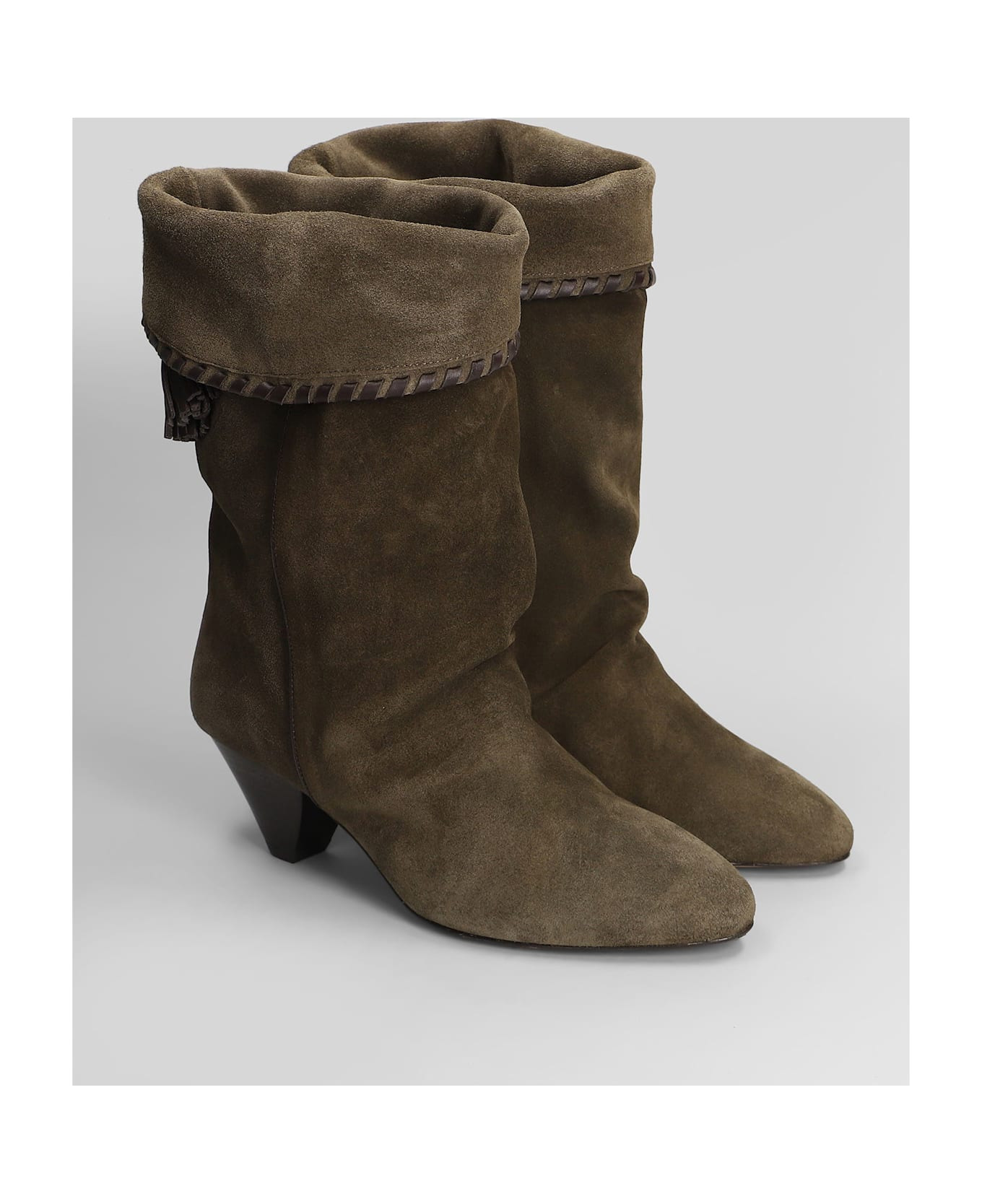 Dalby High Heels Ankle Boots In Khaki Suede - 2