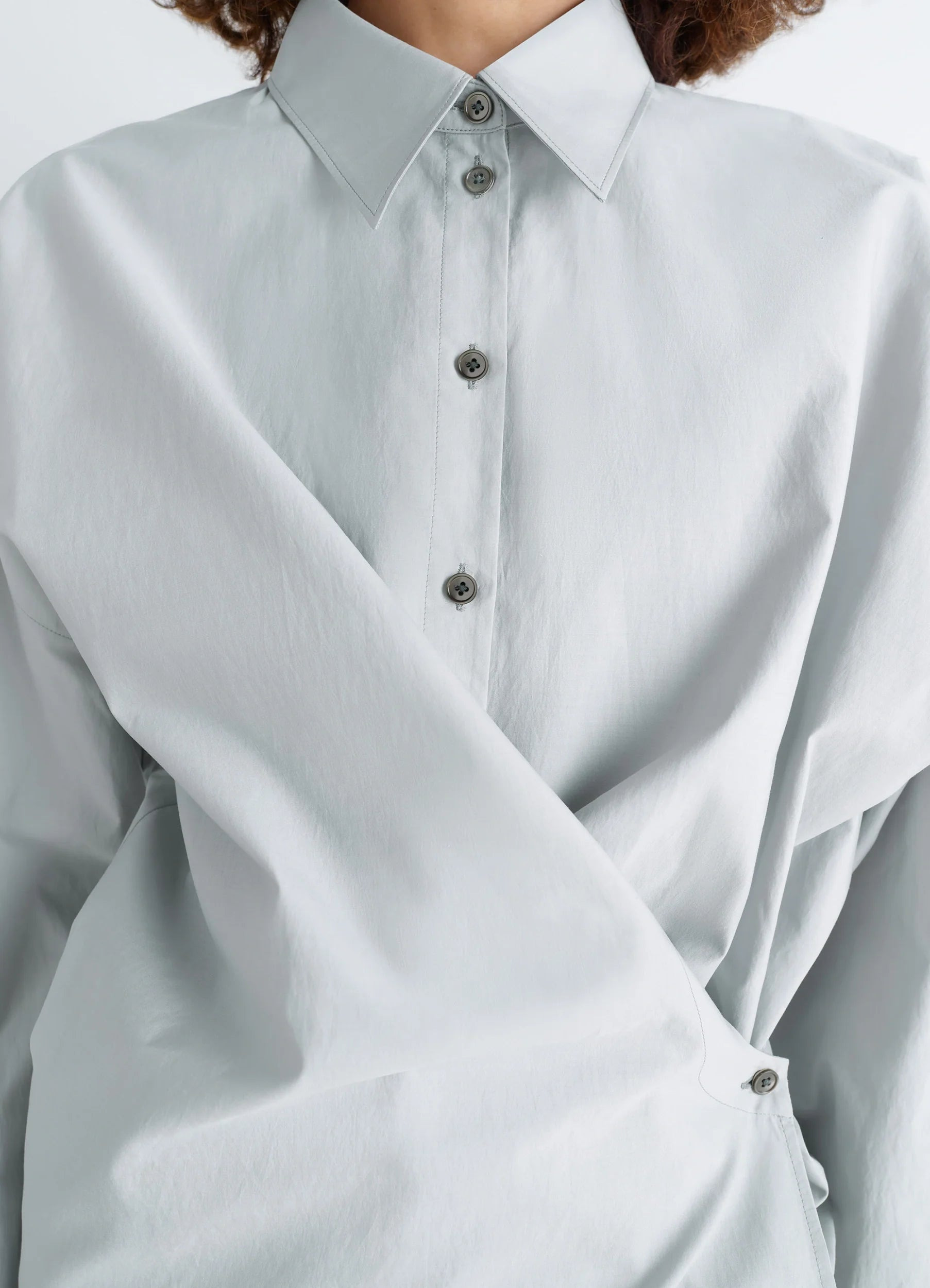 STRAIGHT COLLAR TWISTED SHIRT - 4