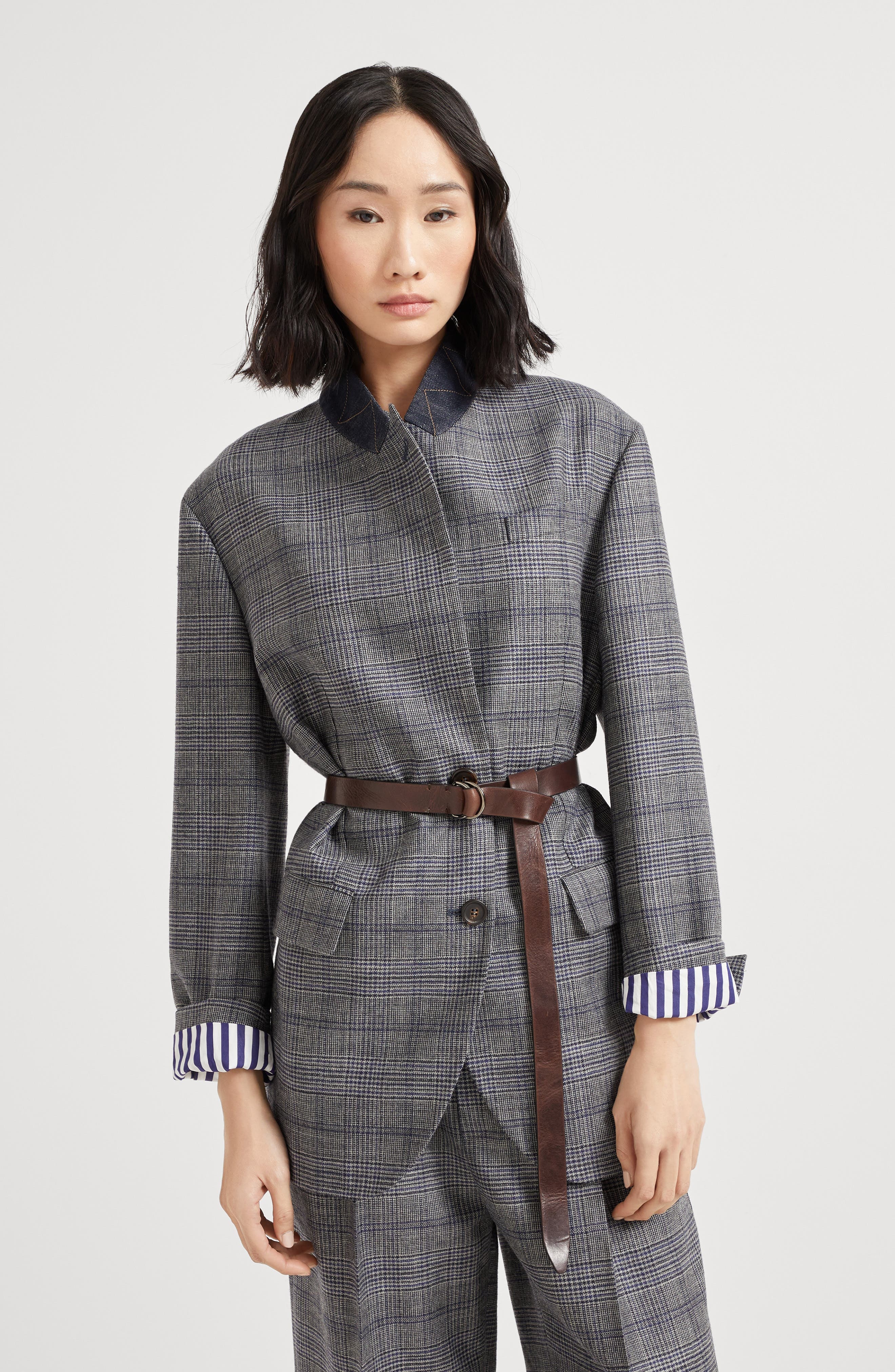 Brunello Cucinelli Prince of wales blazer in Grey at Nordstrom - 2