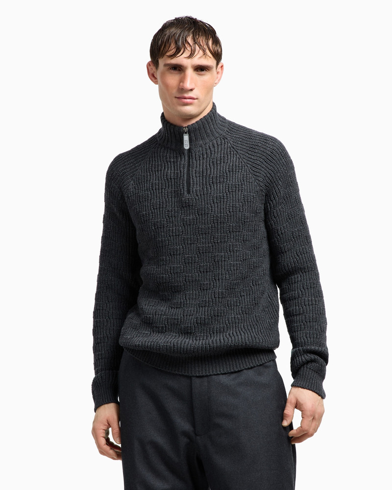 GIORGIO ARMANI GIORGIO ARMANI NEVE VIRGIN-WOOL, MOCK-NECK JUMPER WITH ZIP outlook