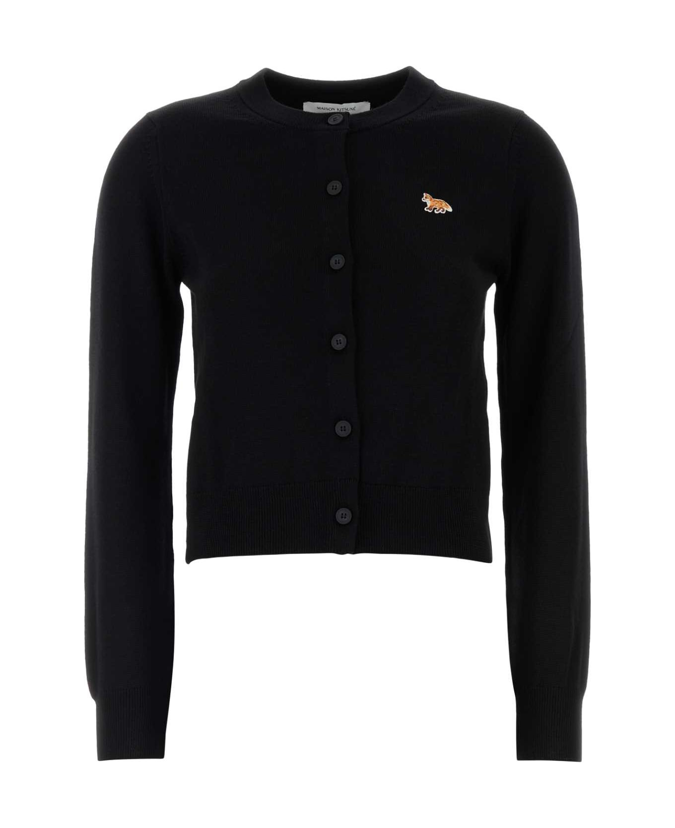 Black Wool Cardigan - 1