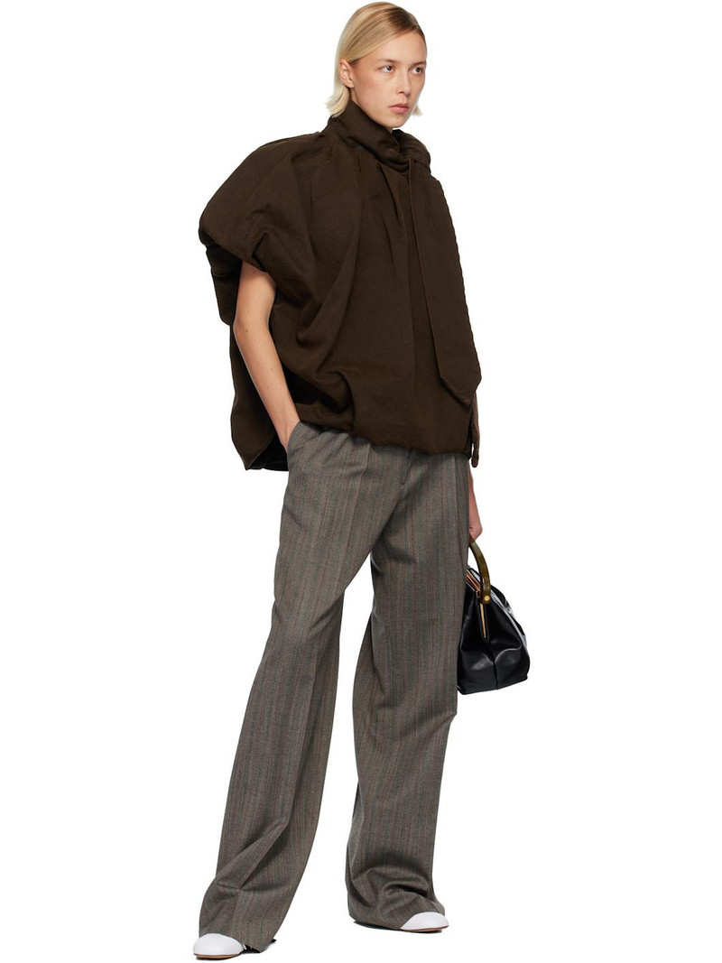 Dries Van Noten Brown Draped Denim Blouse outlook