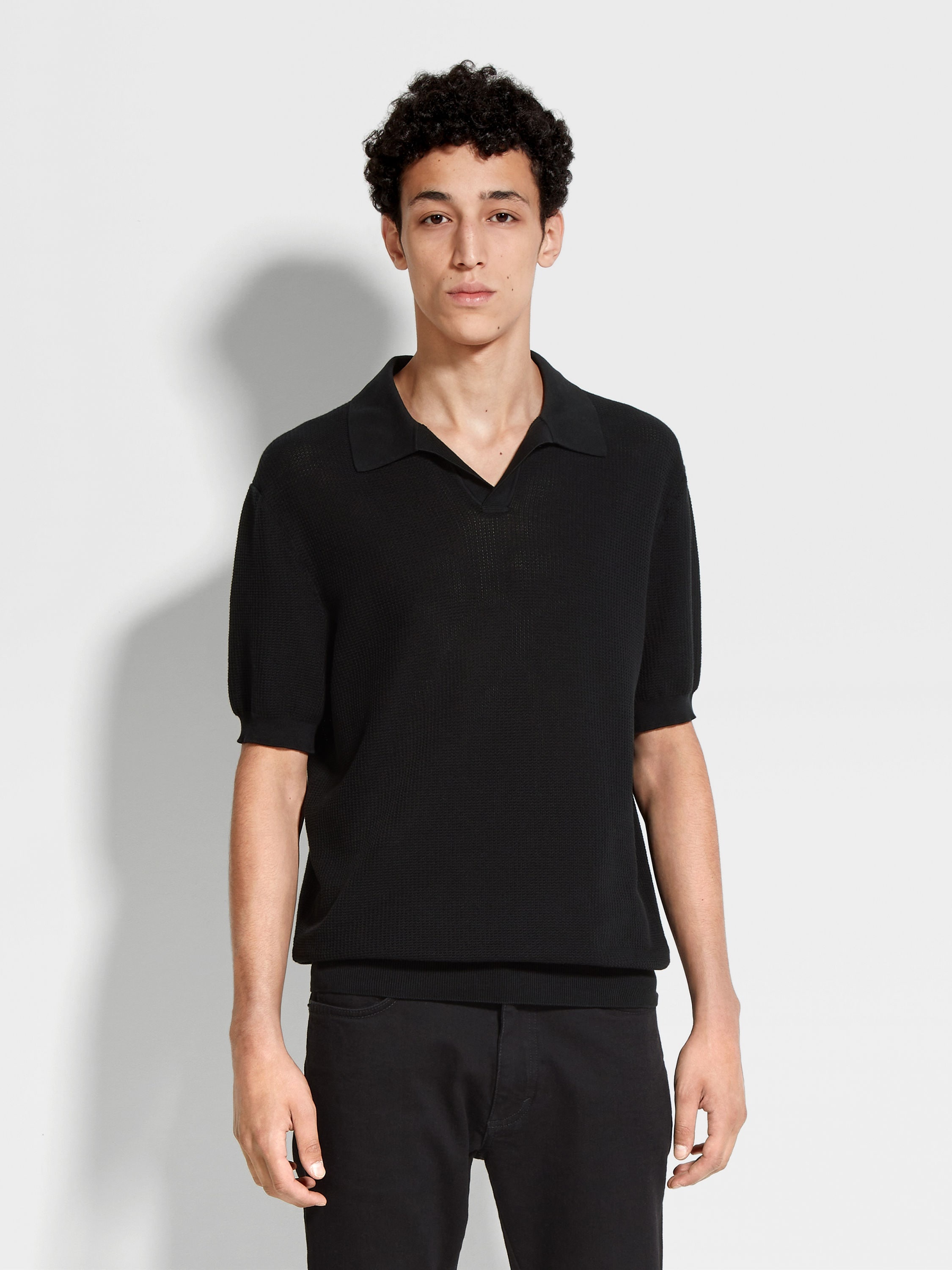 BLACK PREMIUM COTTON POLO SHIRT - 4