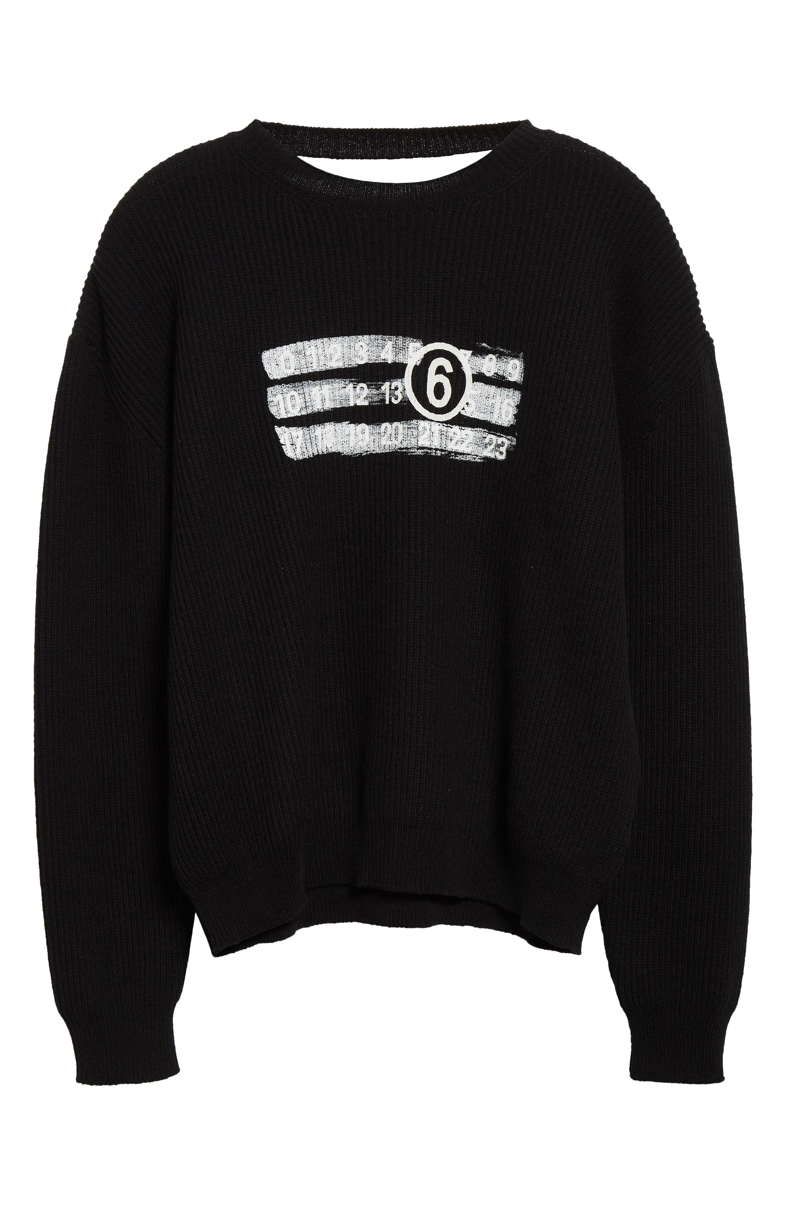 MM6 Maison Margiela Numeric Motif Rib Graphic Sweater in Black at Nordstrom - 6