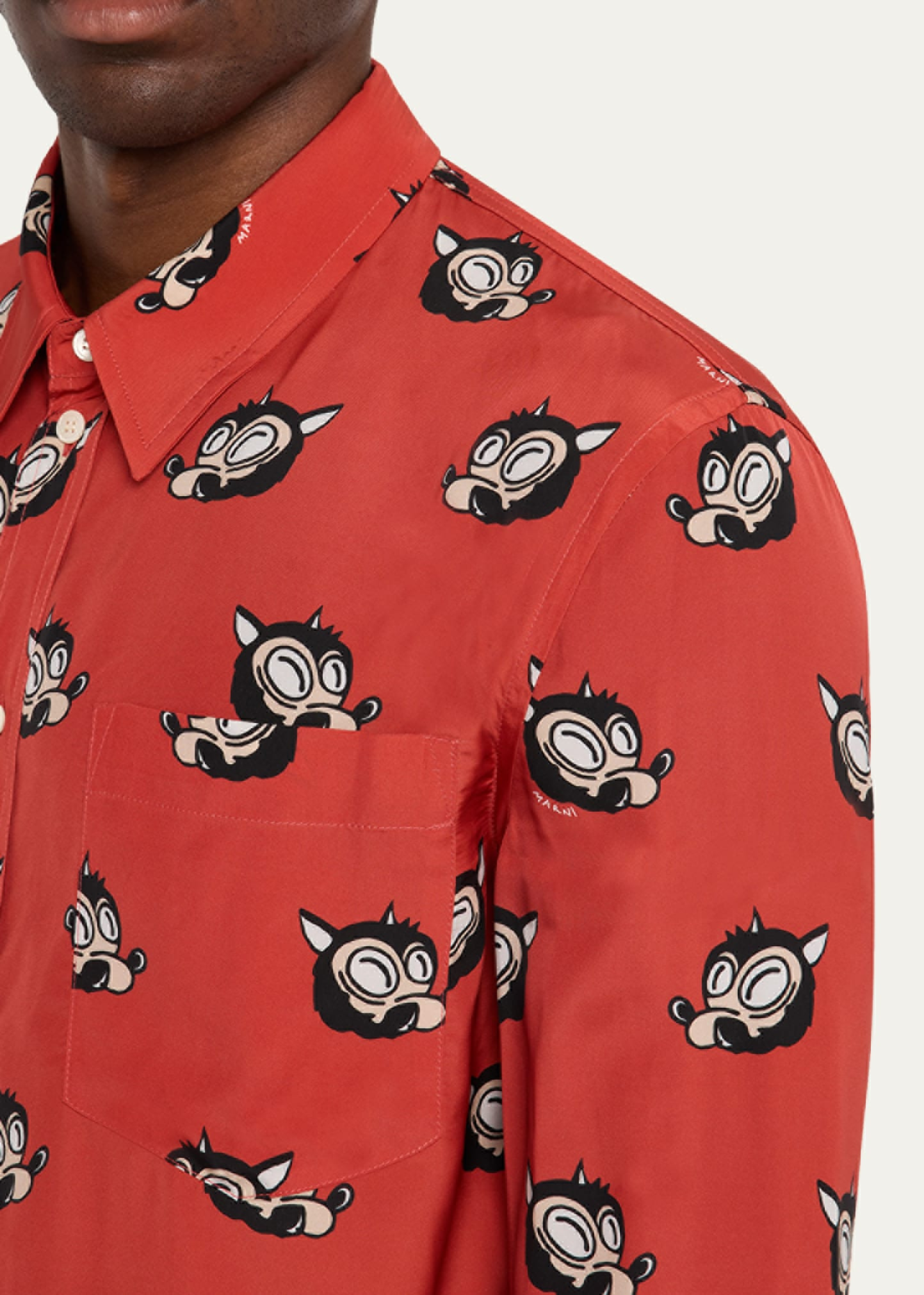 Men's Wolf-Print Point Collar Sport Shirt - 5