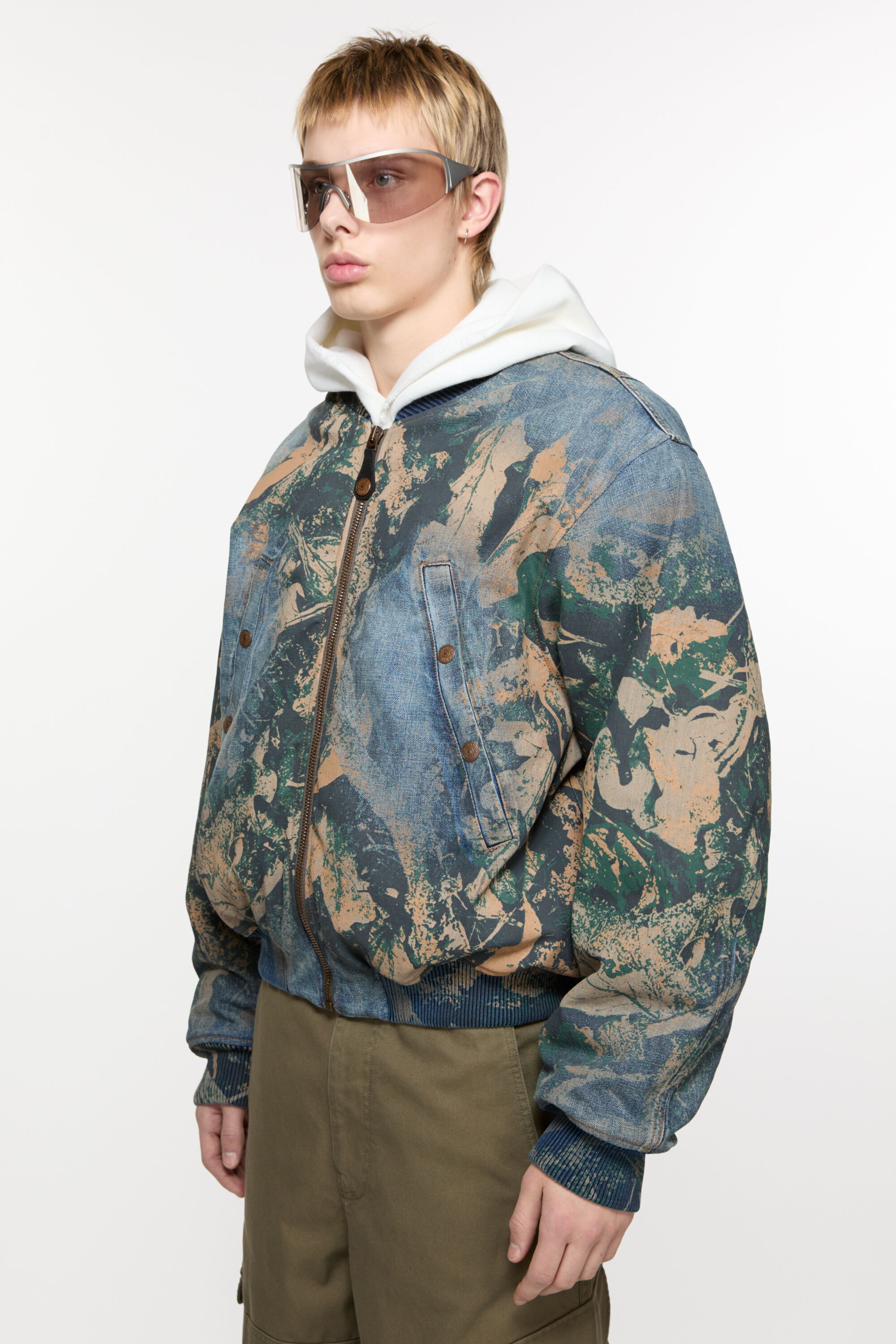 Denim bomber jacket - Brown - 3