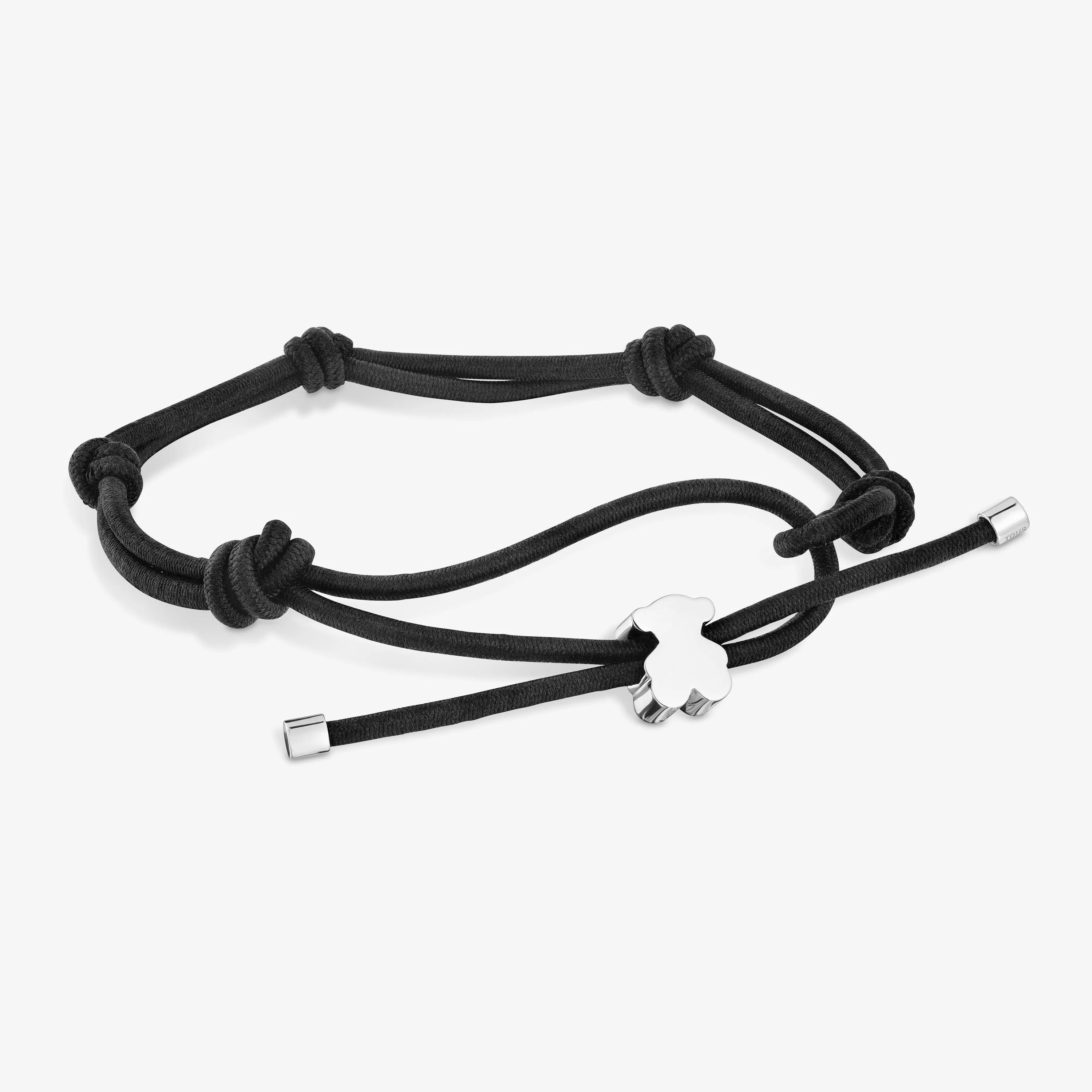Black elastic Bracelet with silver bear Sweet Dolls - 1