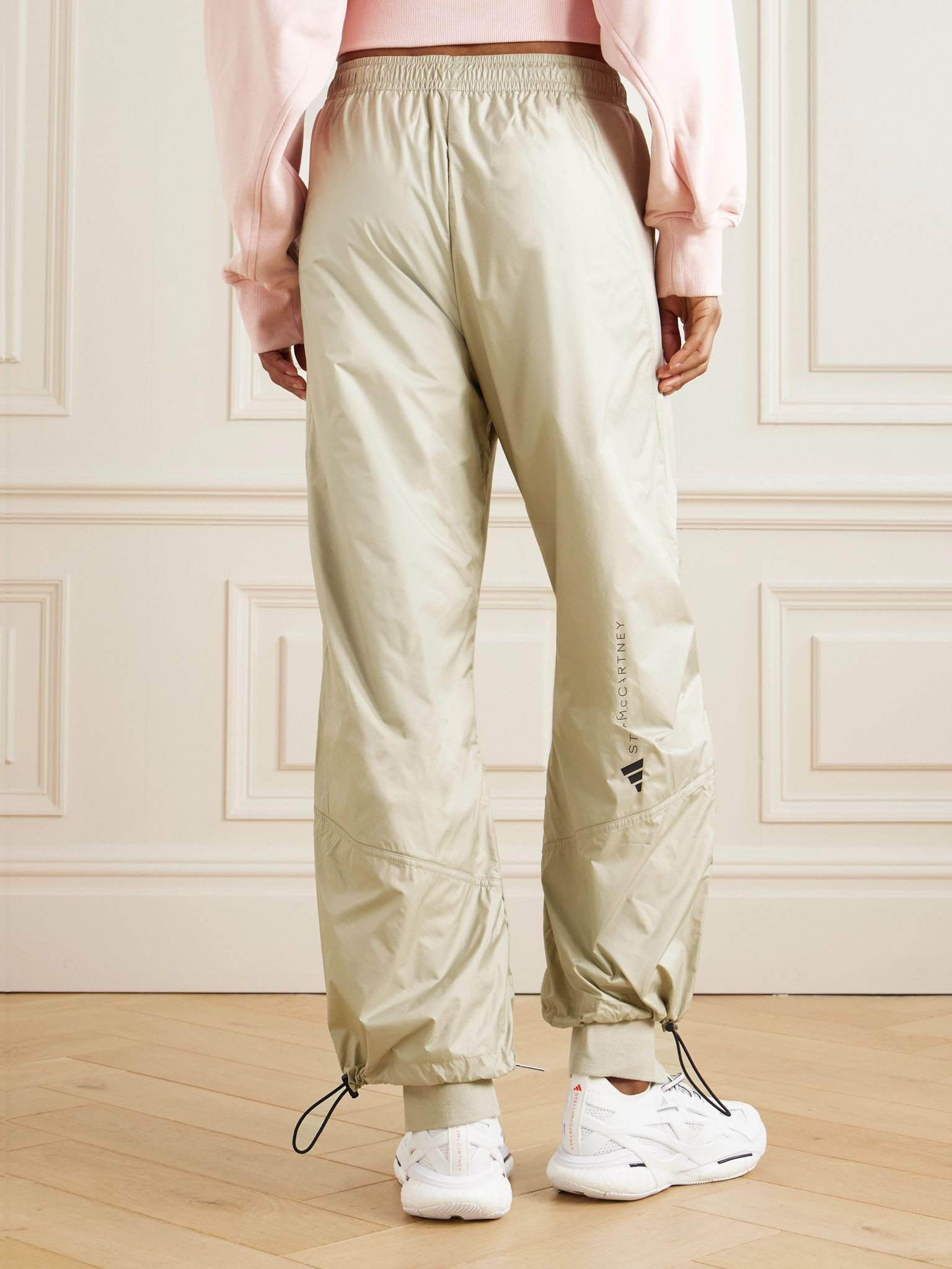 TrueCasuals shell-paneled organic cotton-blend fleece track pants Sand - 3