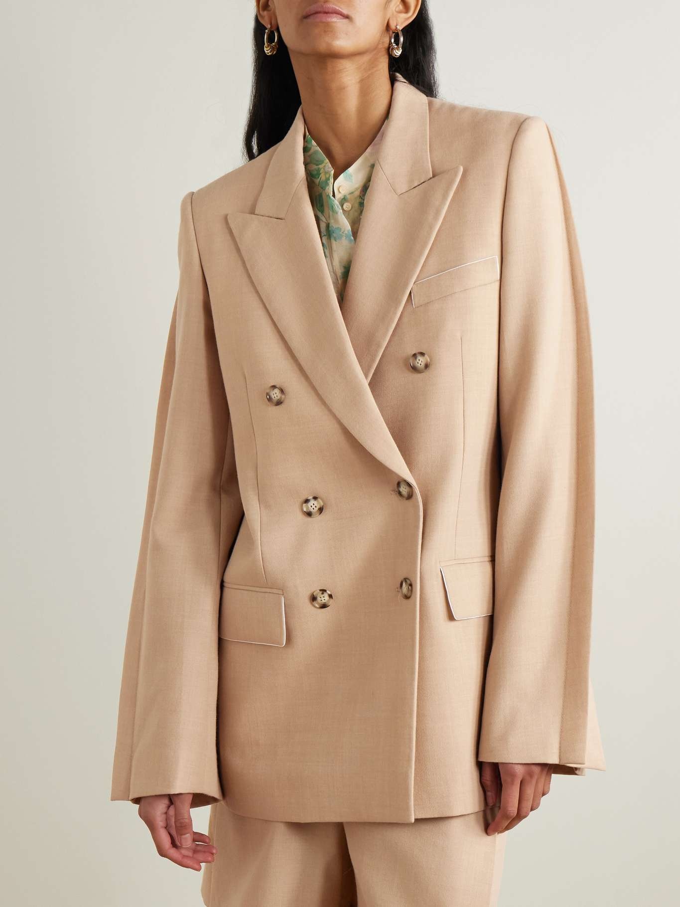 Wool-blend blazer Beige - 3
