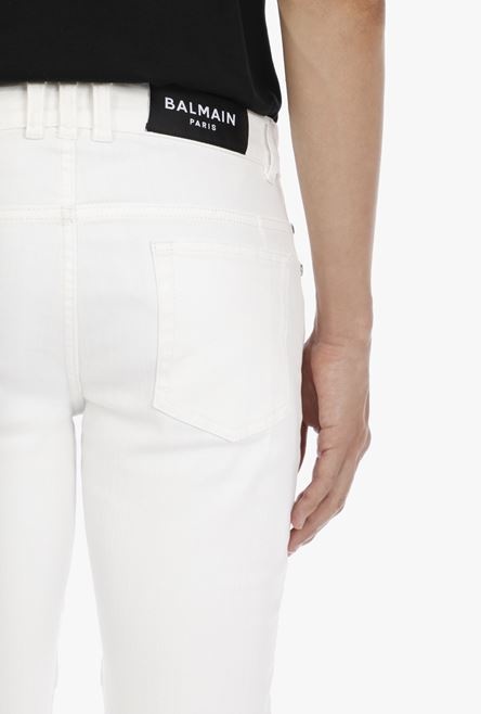 Slim-cut white cotton jeans - 9