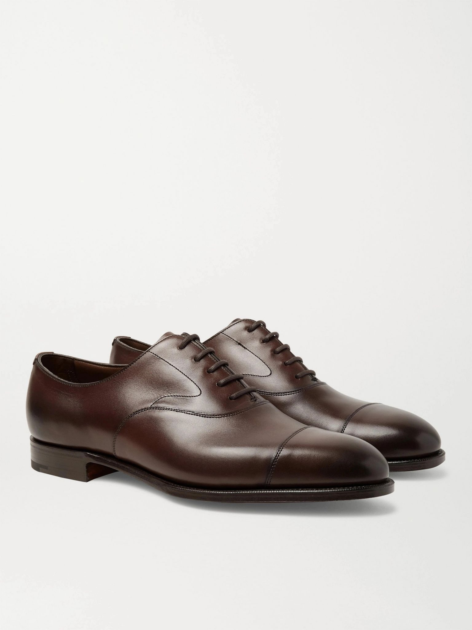 Chelsea Cap-Toe Burnished-Leather Oxford Shoes Dark brown - 4