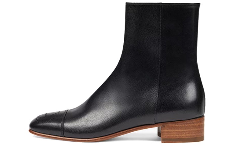 (WMNS) Gucci Goatskin Hills Logo Ankle Boots 'Black' 658949-D3V00-1000 - 2
