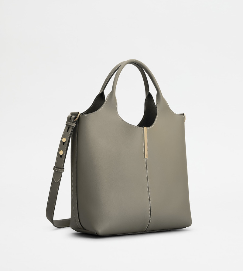 Tod's TOTE SHOPPING BAG IN LEATHER SMALL - GREY outlook
