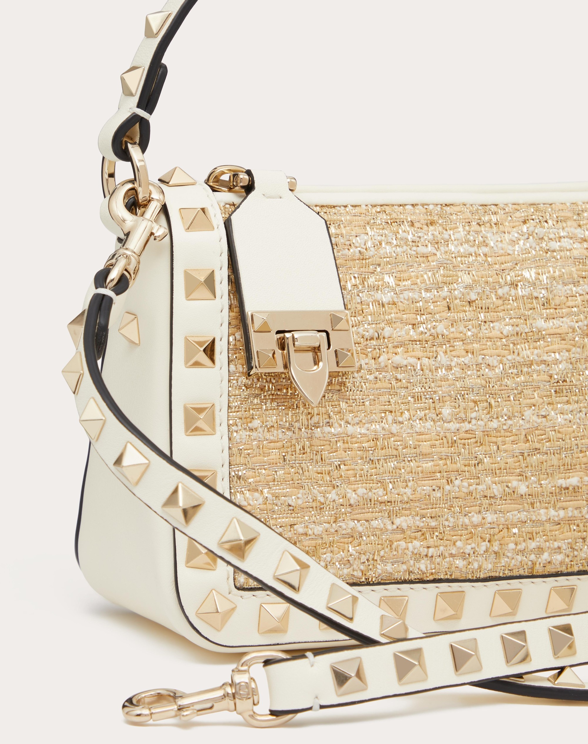 SMALL ROCKSTUD SHOULDER BAG IN BOUCLÉ RAFFIA - 8