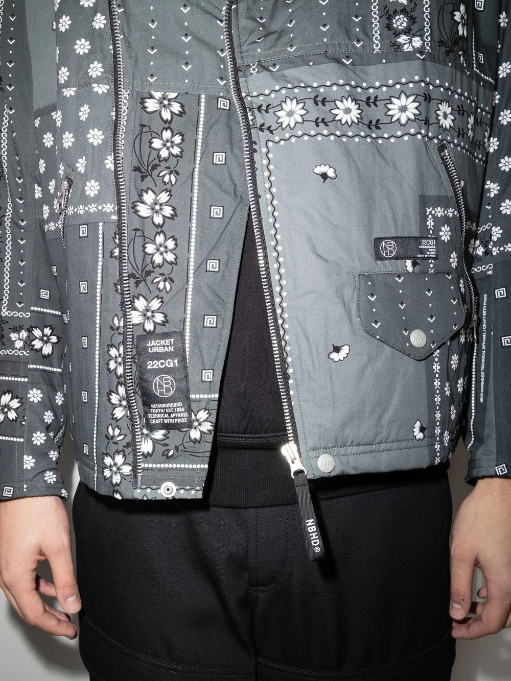 bandana-print biker jacket - 4