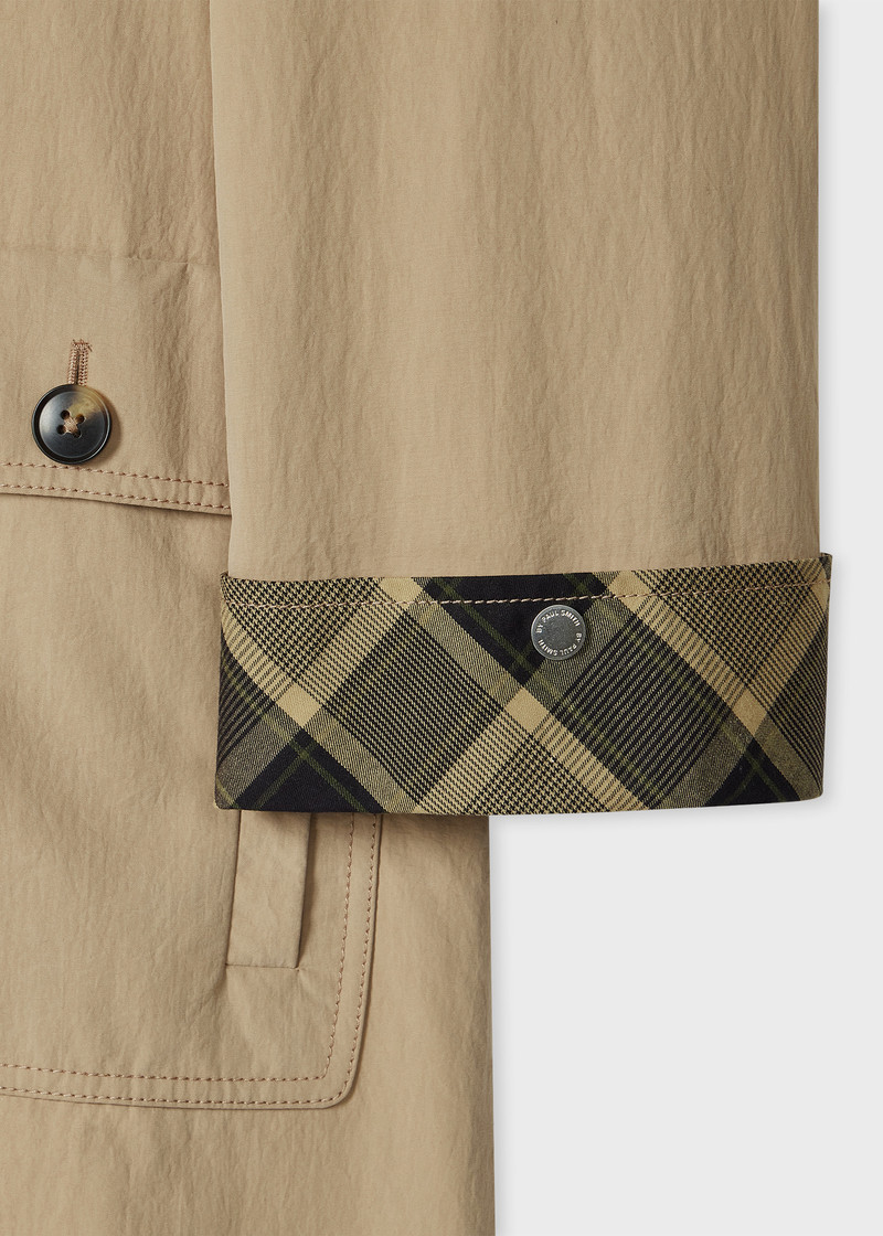 Women's Stone Nylon Mac with Contrast Check Trim 4
