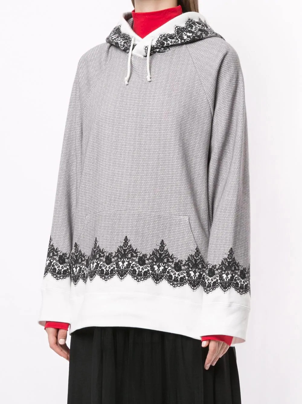 lace trim hoodie - 3