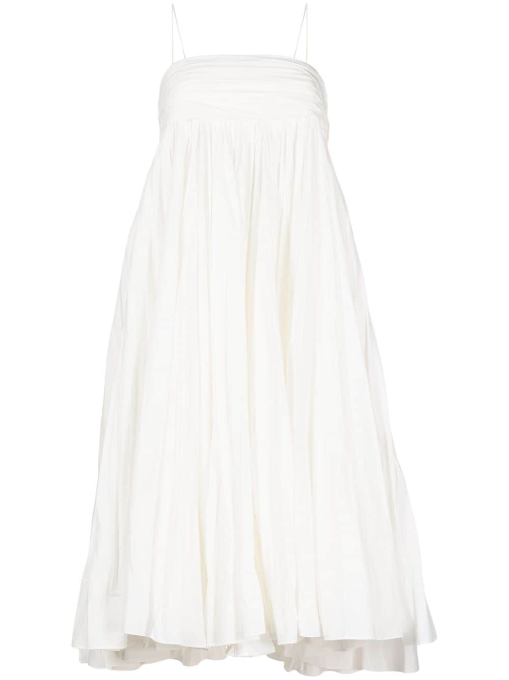 gathered empire-line cotton dress - 1