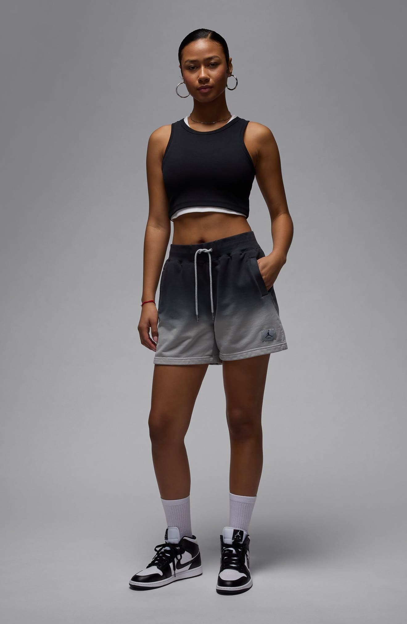 Jordan Flight Fleece Dip Dye Sweat Shorts in Light Smoke Grey at Nordstrom - 7