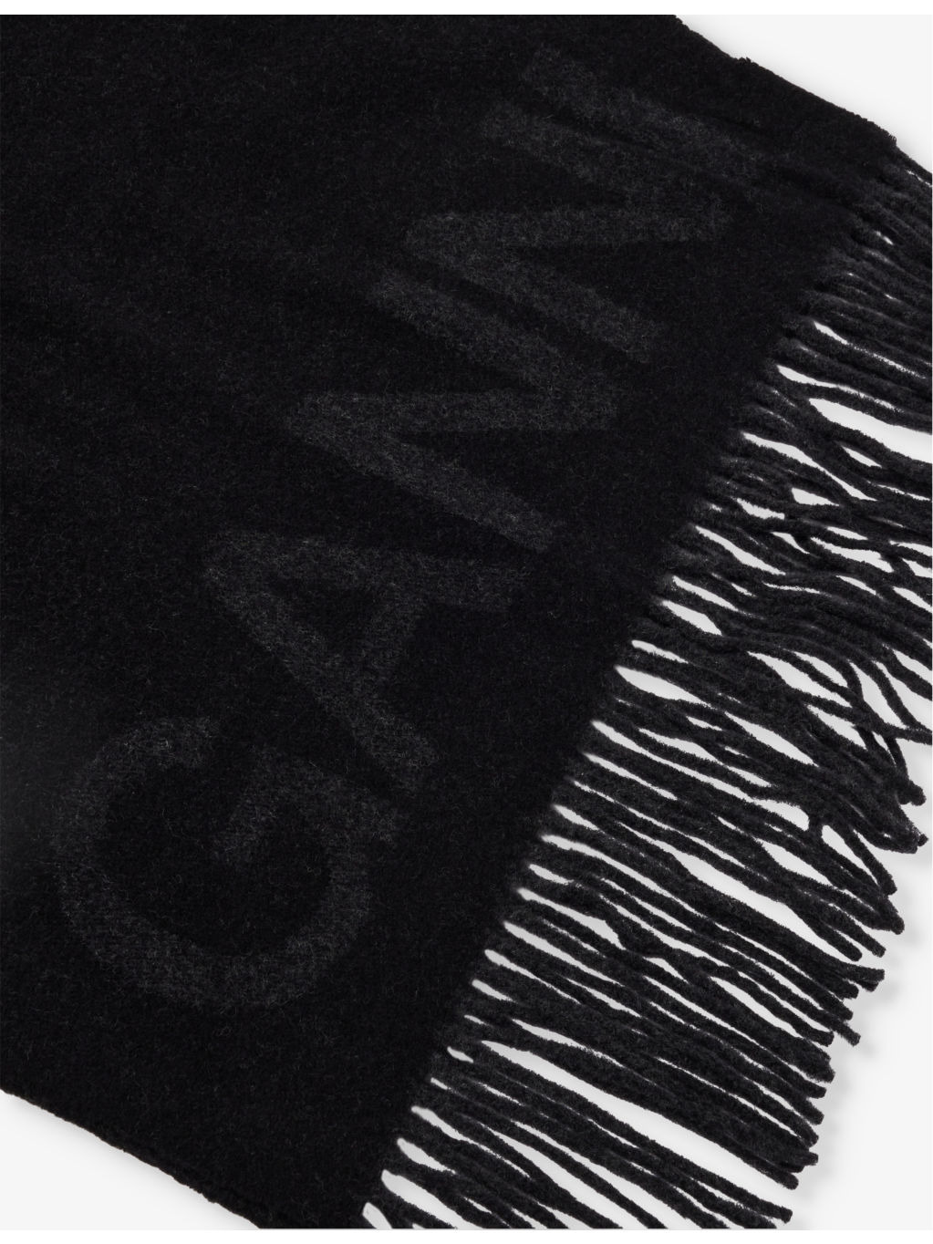 Logo-pattern fringed recycled-wool scarf - 3