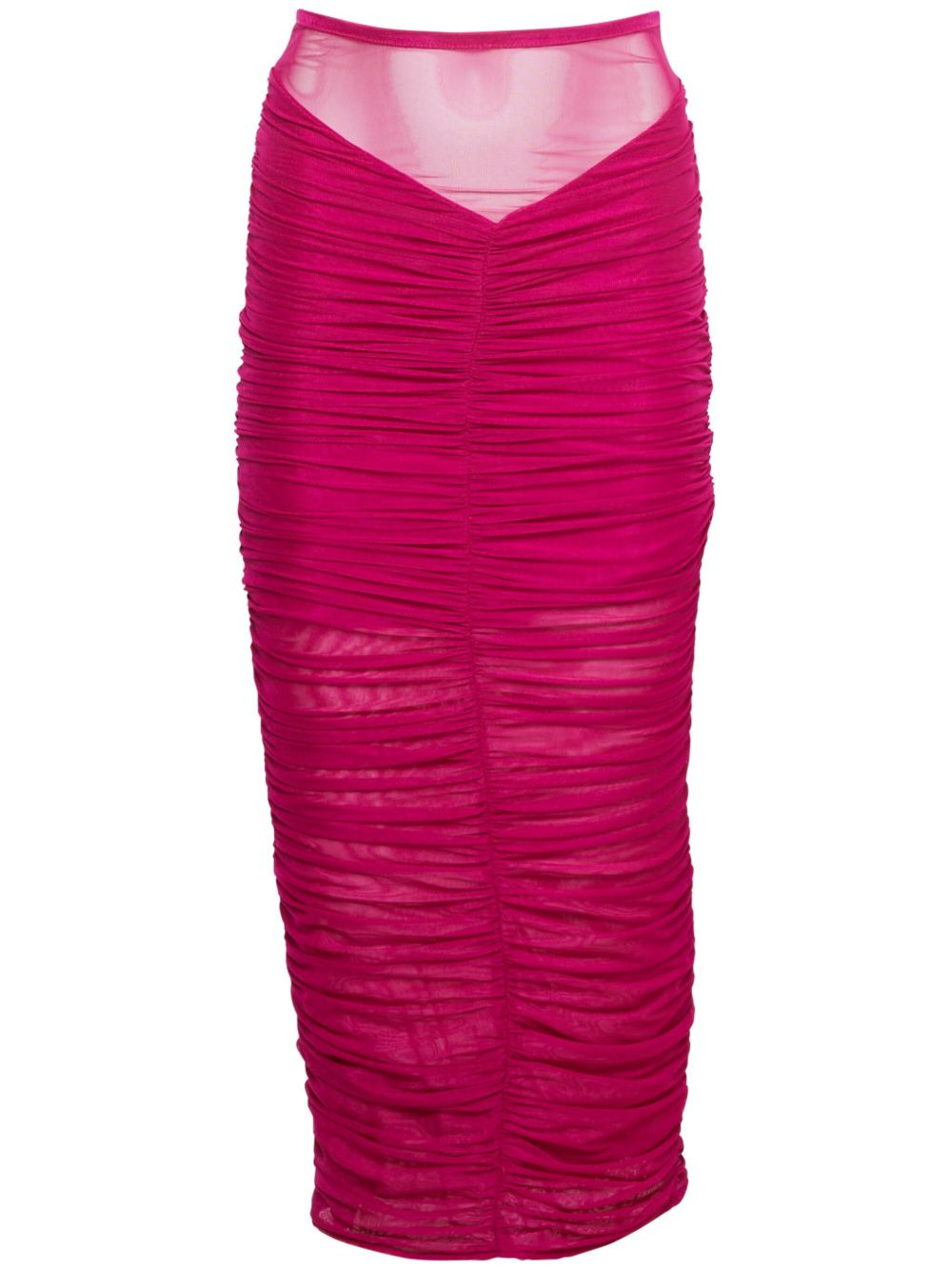 ruched sheer midi skirt - 1
