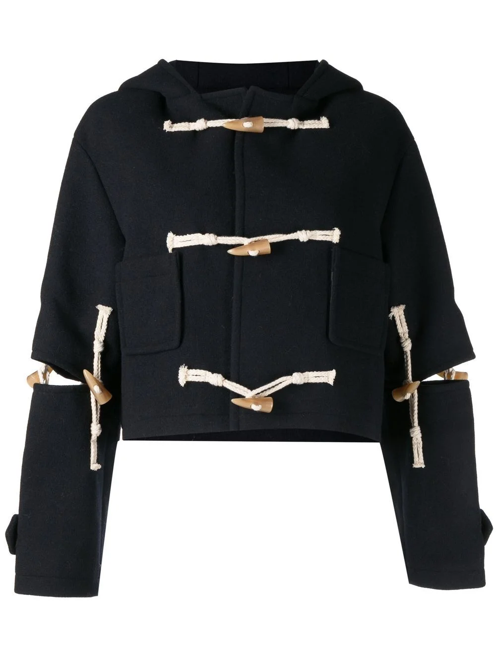 cut-out hooded duffle jacket - 1