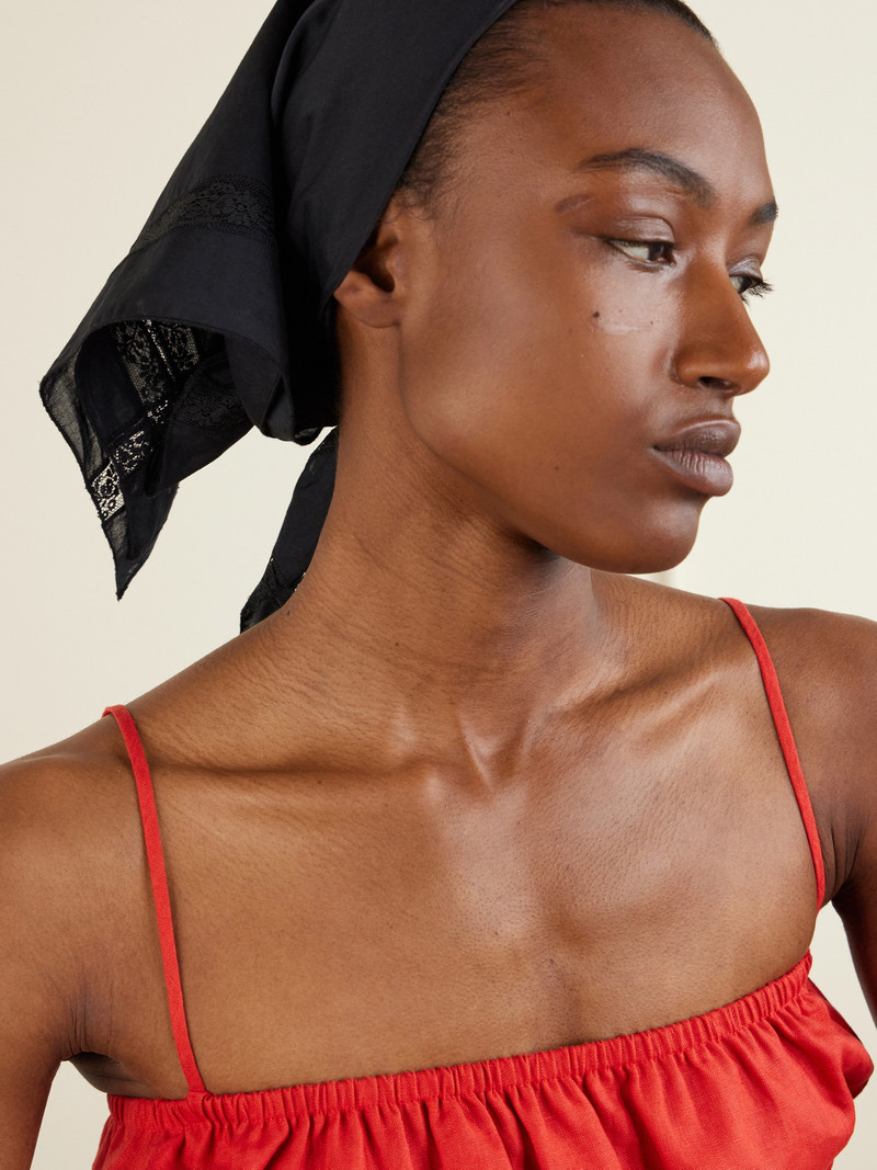 STAUD + Da Adolfo Sunny Lace-trimmed Cotton Headscarf outlook