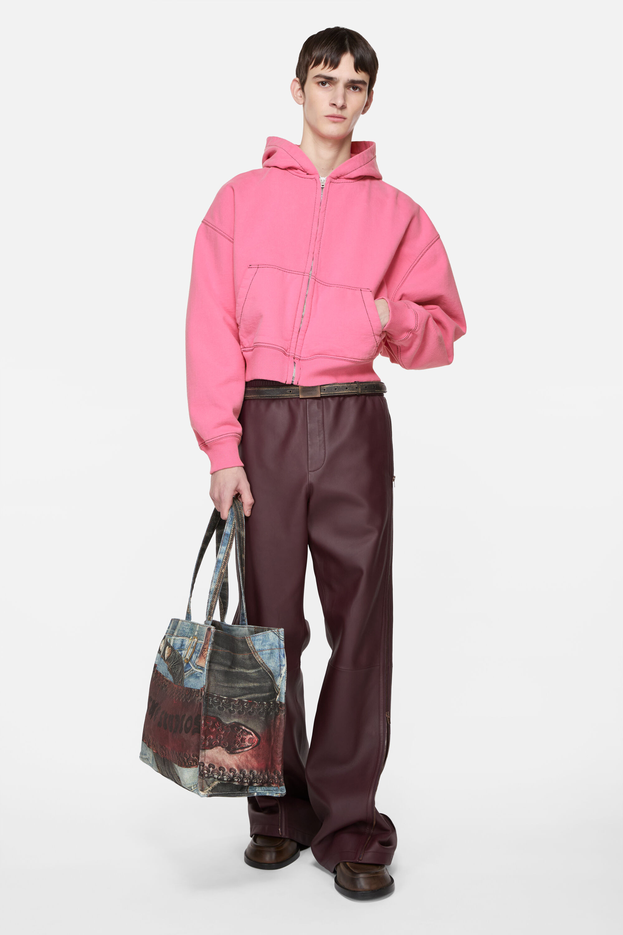 Hooded zip-up sweater - Pink - 3