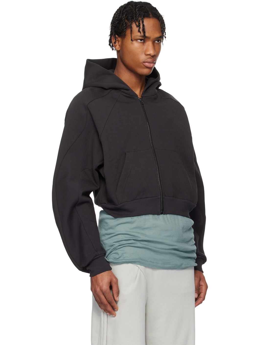 Black Multiline Zip Hoodie - 2