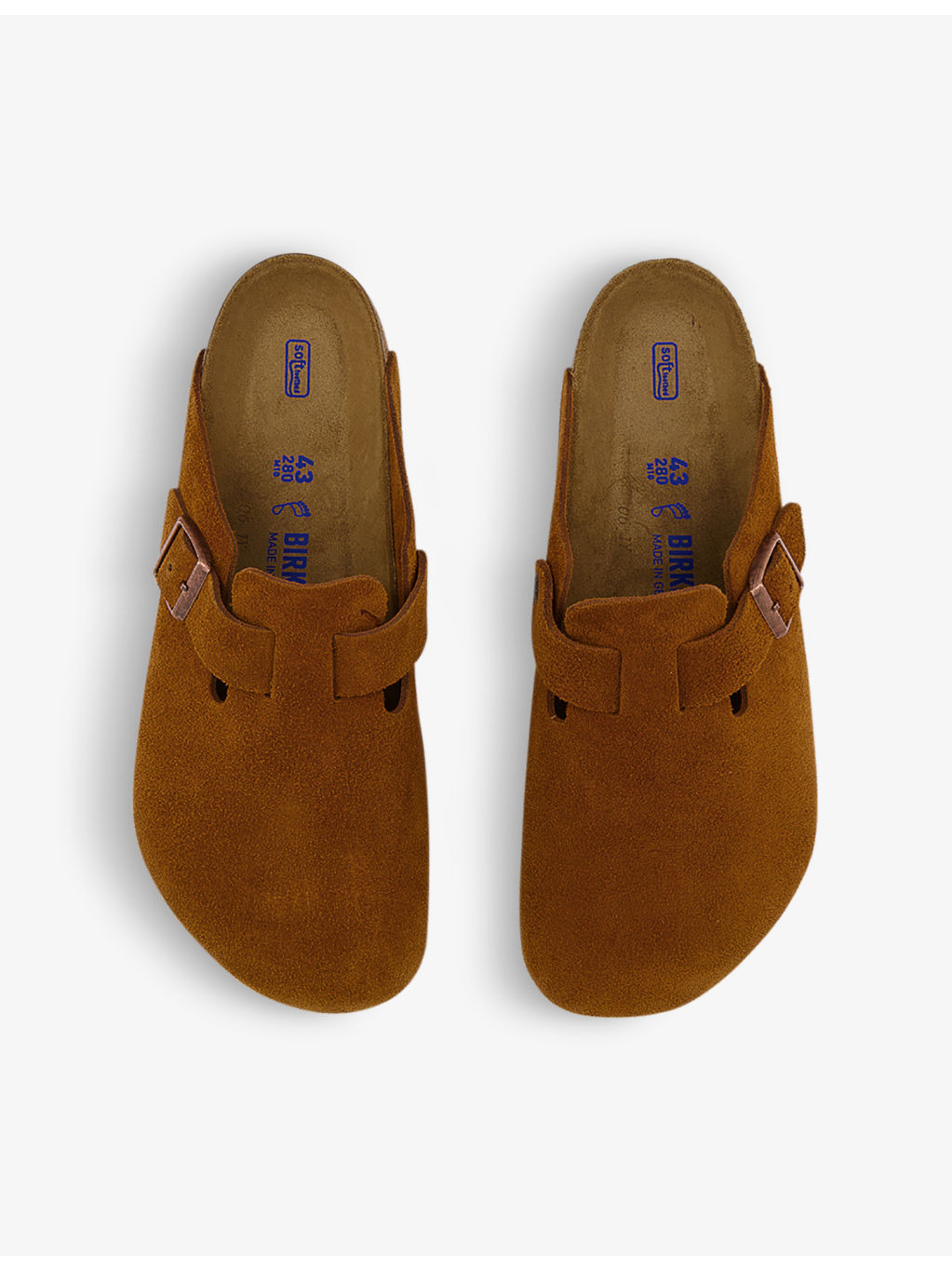 Boston logo-embossed suede-leather clogs - 2