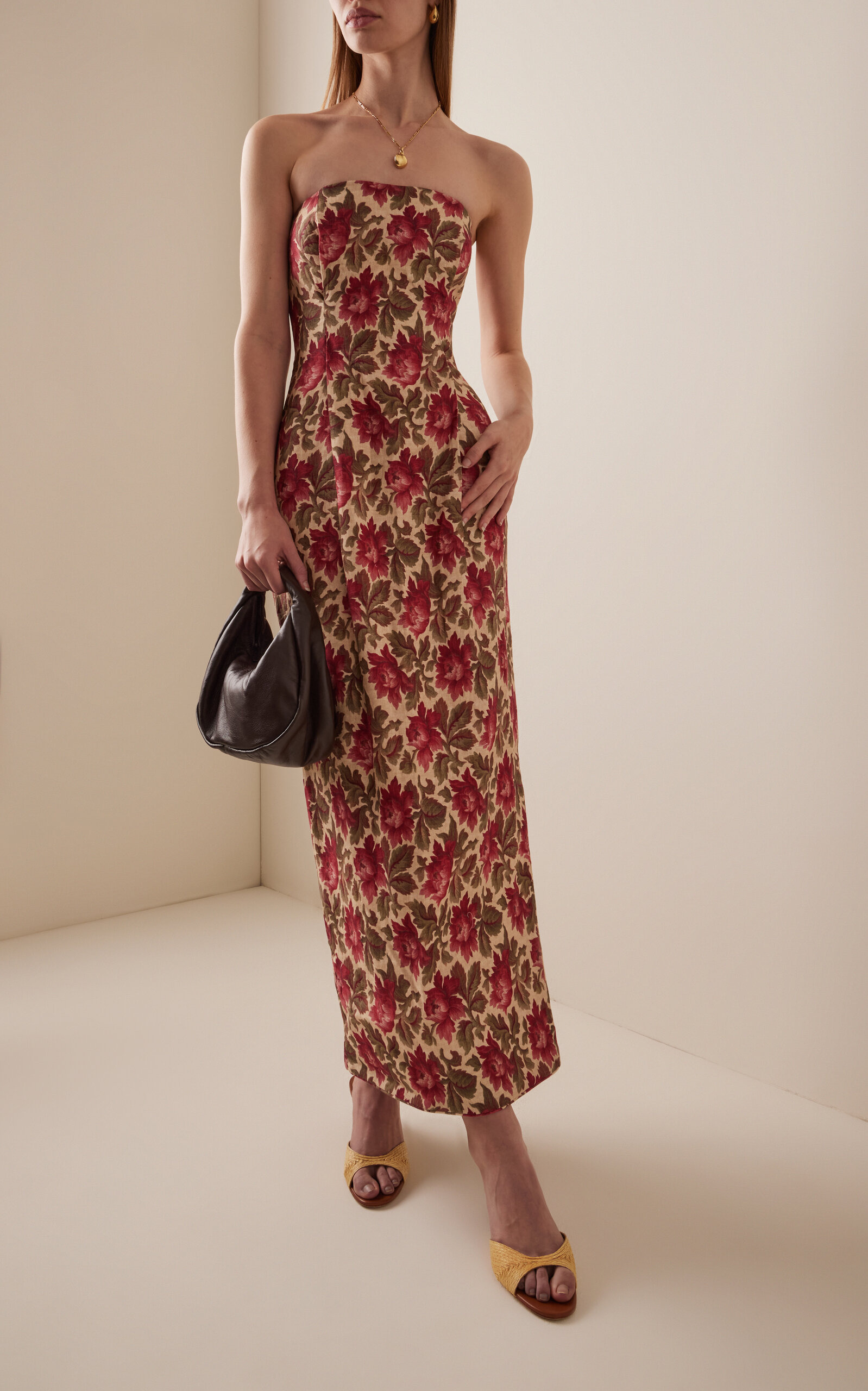 Rosalie Strapless Floral Linen Maxi Dress floral - 2