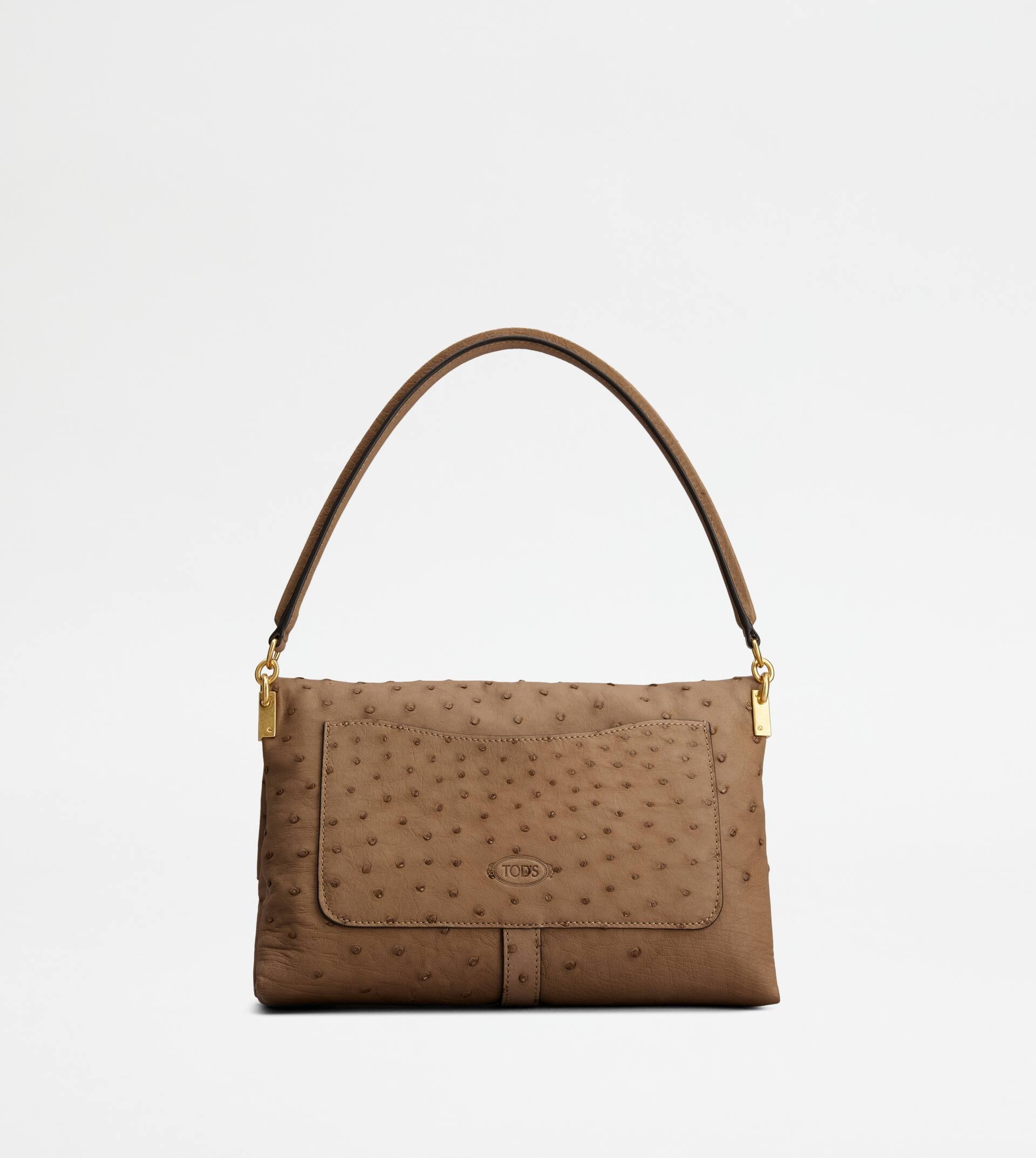FLAP BAG IN OSTRICH MINI - BEIGE - 4