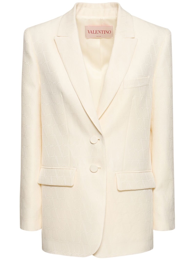 Wool & silk crepe logo jacket - 1