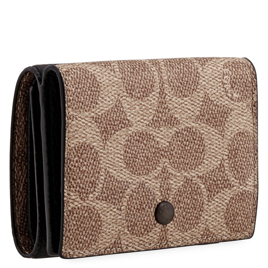 Coach Black/Khaki Trifold Origami Coin Wallet - 3