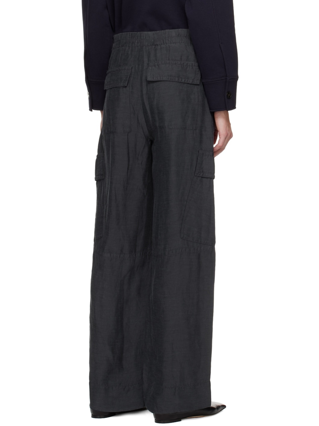 Navy Wide-Leg Trousers - 3