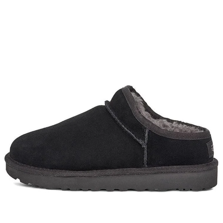 (WMNS) UGG Classic Slippers Fleece Lined Black 1108193-BLK - 1